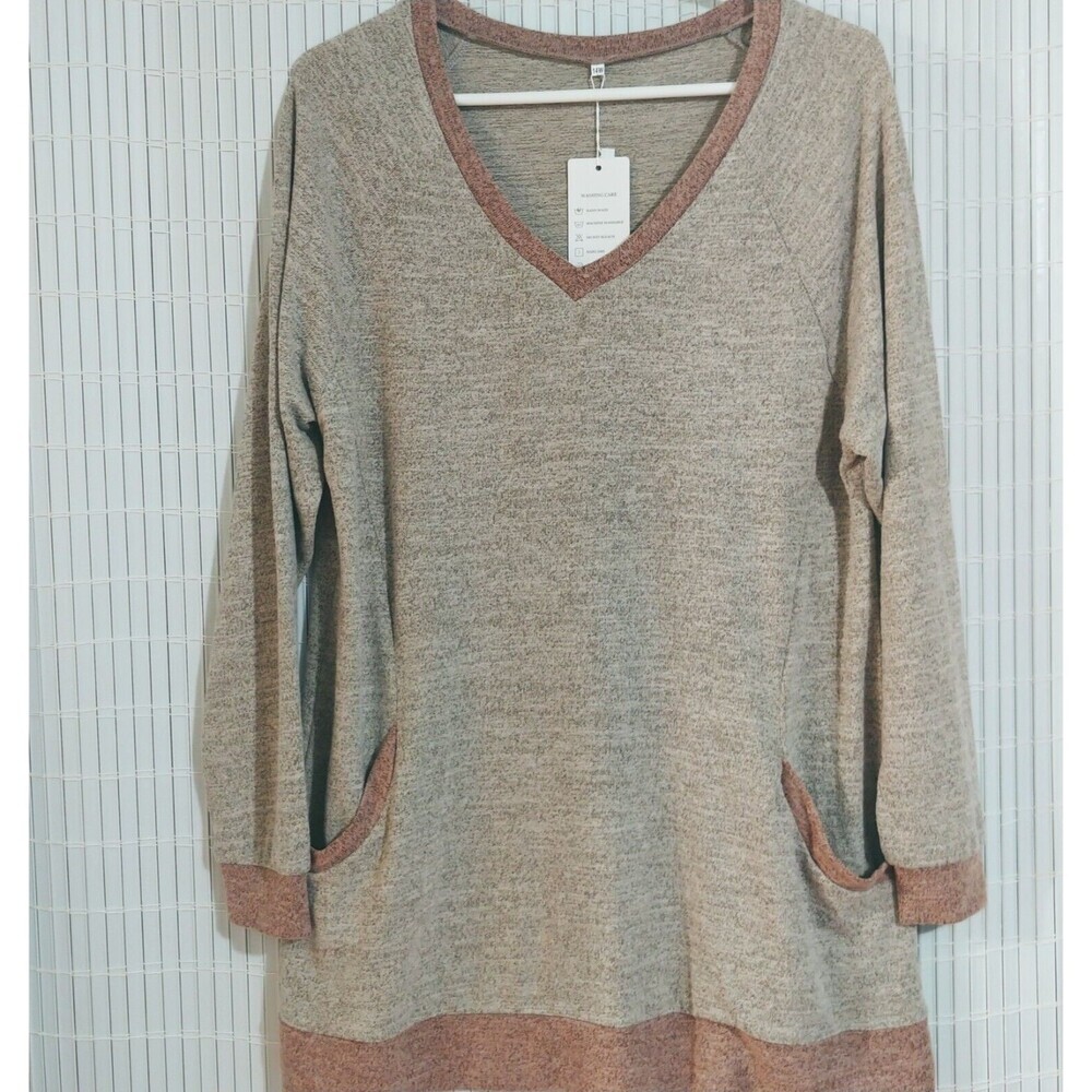 Dolnine Tunic top Blouse sweater Size 14W With pockets NEW